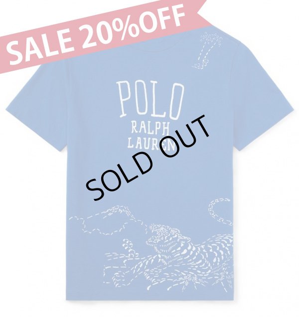 画像1: ★メール便無料★【ラルフローレン】半袖コットン和風グラフィックＴシャツ（ブルー）