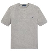 ★メール便無料★【ラルフローレン】半袖フェザーライトメッシュヘンリーネックＴシャツ（グレー） 