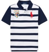 ★メール便無料★【ラルフローレン】半袖ストライプコットンメッシュポロシャツ（ネイビー） 