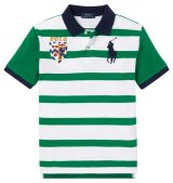 ★メール便無料★【ラルフローレン】半袖ストライプコットンメッシュポロシャツ（グリーン） 