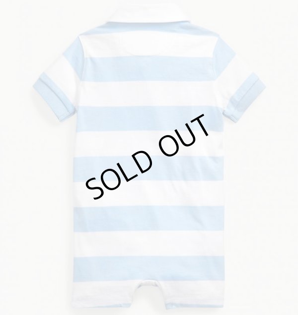 画像7: ★メール便無料★【ラルフローレン】ストライプ コットン ラグビーショートオール（ライトブルー/ネイビー） 