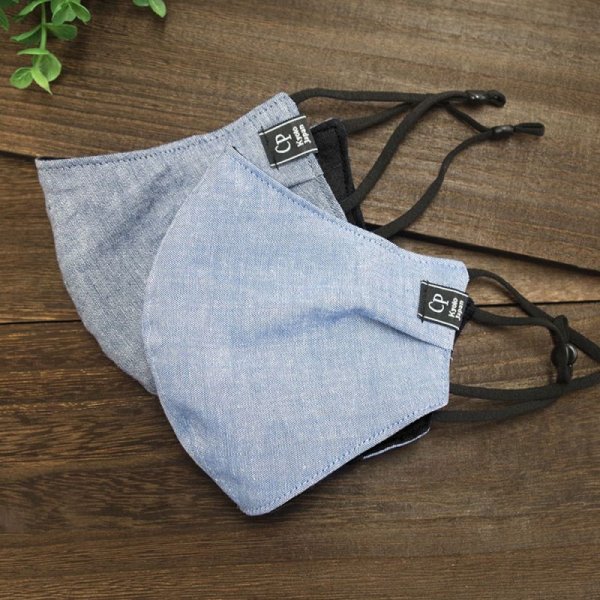 画像4: ★メール便無料★【男性/女性/子供】クレンゼ コットンマスク フィルタポケット付＜綿100％＞（ダンガリー ライトブルー/ネイビー）