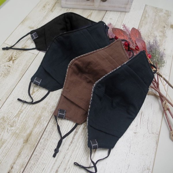 画像6: SALE★メール便無料★【男性/女性/子供】ハンドメイドマスク アジャスター ストッパー付 フィルタポケット付 ＜ウール/ツイード＞（グレンチェック/格子/タータン））