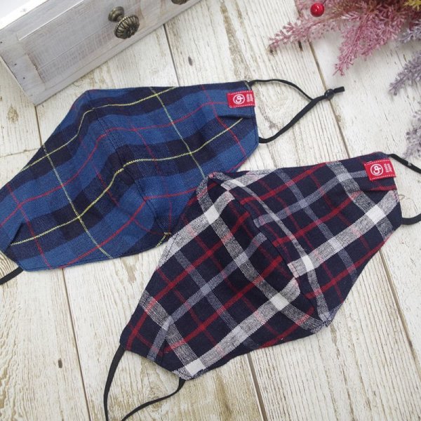 画像4: ★メール便無料★【男性/女性/子供】ハンドメイドマスク クレンゼ ＜麻リネン100％＞（紺×白／青×黄）